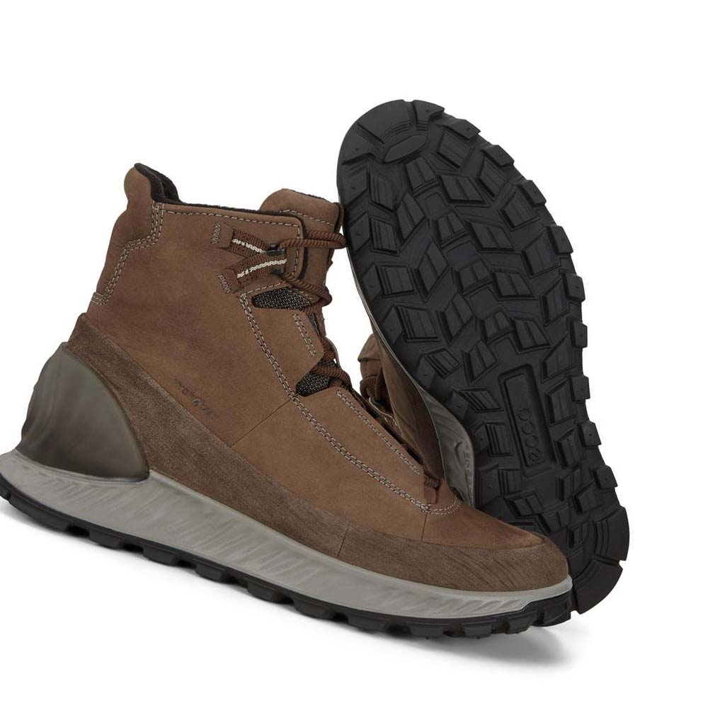 Men's Ecco Exostrike Mid Outdoor Boots Coffee / Brown | Canada 441FDN